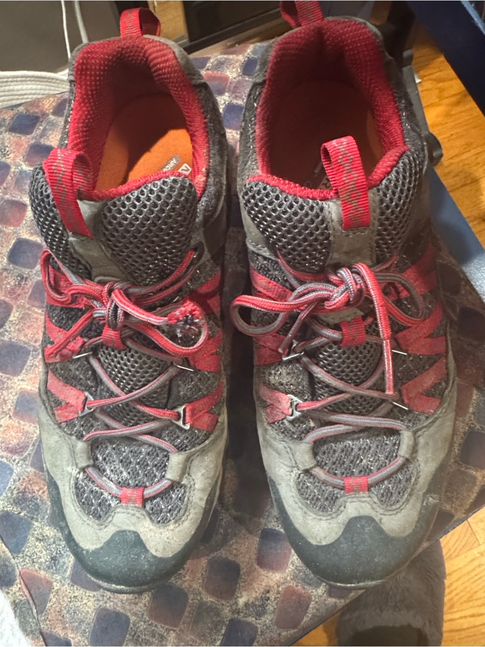 Merrell Gray and Red Athletic Hiking Shoe